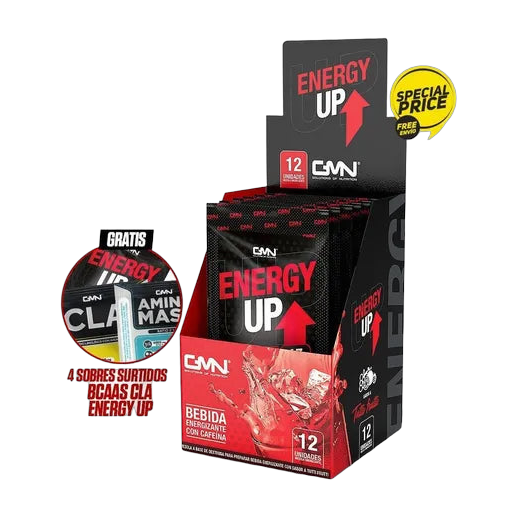 GMN Energy Up Pre-Entreno Tutifruti Caja x 12 Sobres 6g · Cafeína y Taurina