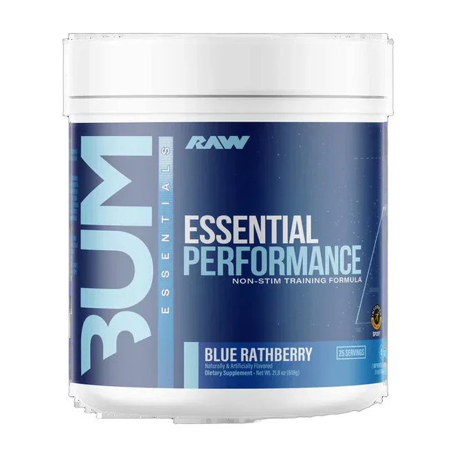 RAW Nutrition Essential Performance Pre-Entreno Sin Estimulantes Blue Rathberry 25 Porciones