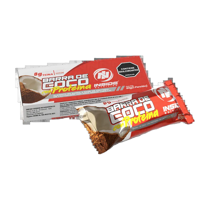 Inside Nutrition Barra de Coco con Proteína 60 g · Sabor Vainilla