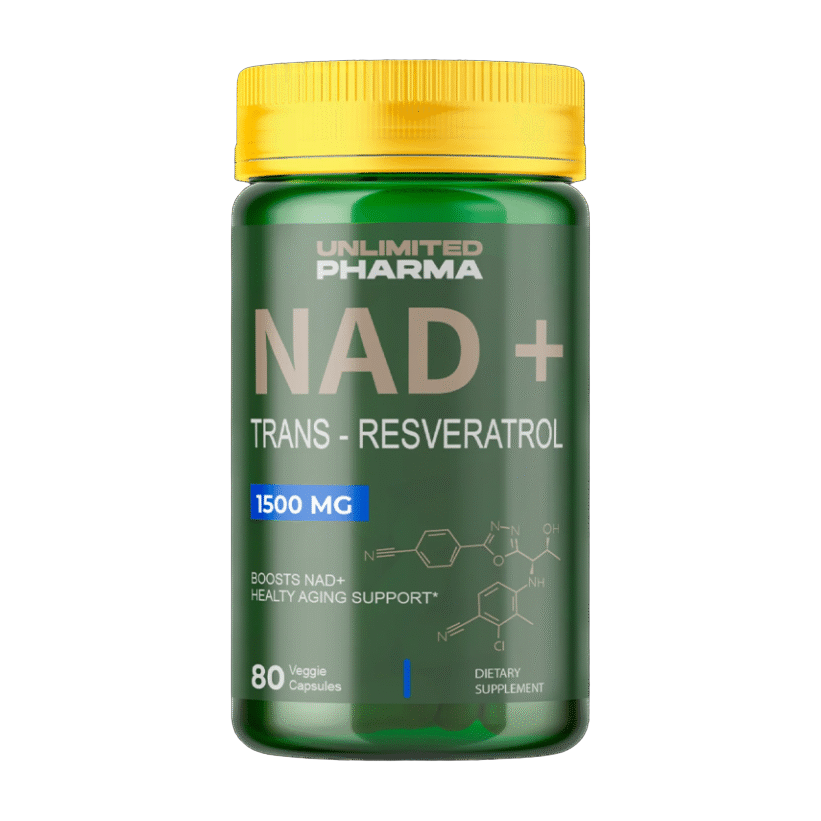 NAD+ Resveratrol 60 Cápsulas · 1200 mg NAD+ y 300 mg Trans-Resveratrol