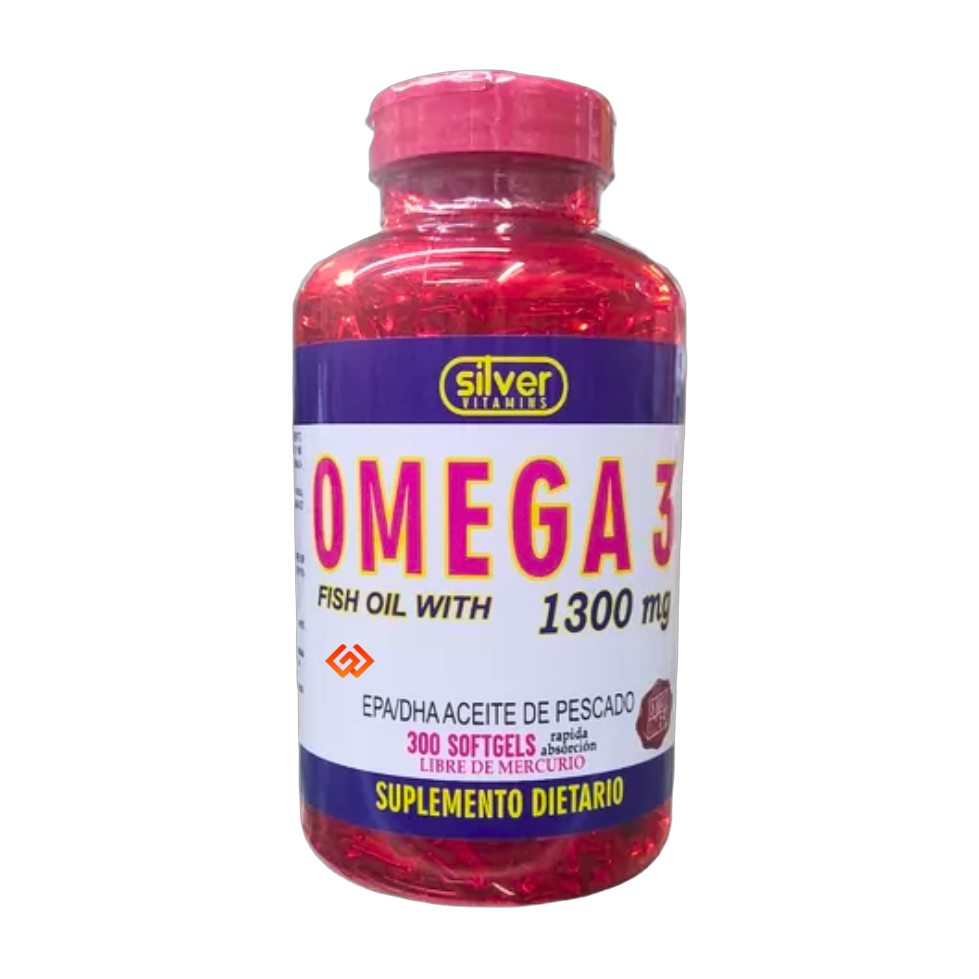 Omega 3 1300 mg Silver Vitamins 300 Cápsulas Blandas
