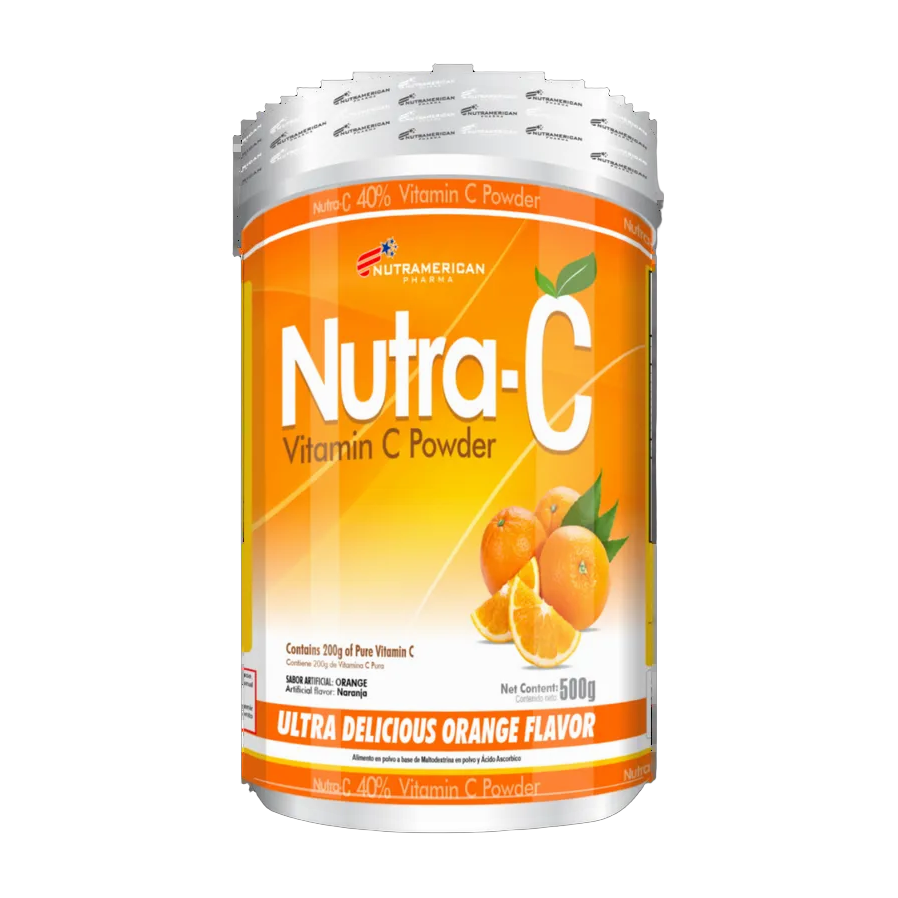Nutra-C Vitamina C en Polvo Nutramerican Pharma 500 g Sabor Naranja