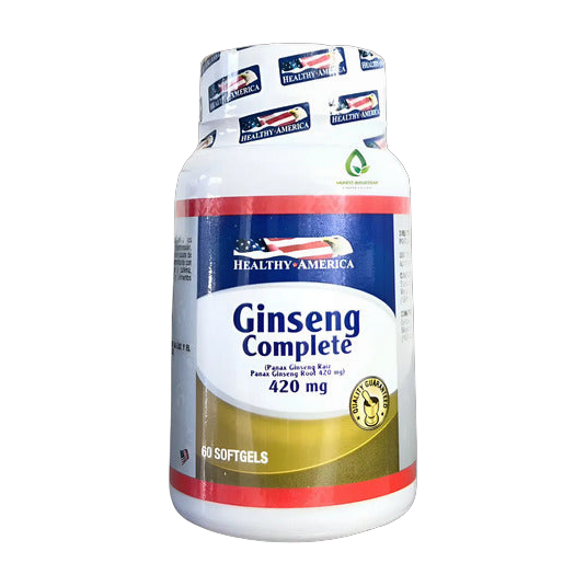 Healthy America Ginseng Complete 420 mg 60 Cápsulas Blandas · Energía y Vitalidad