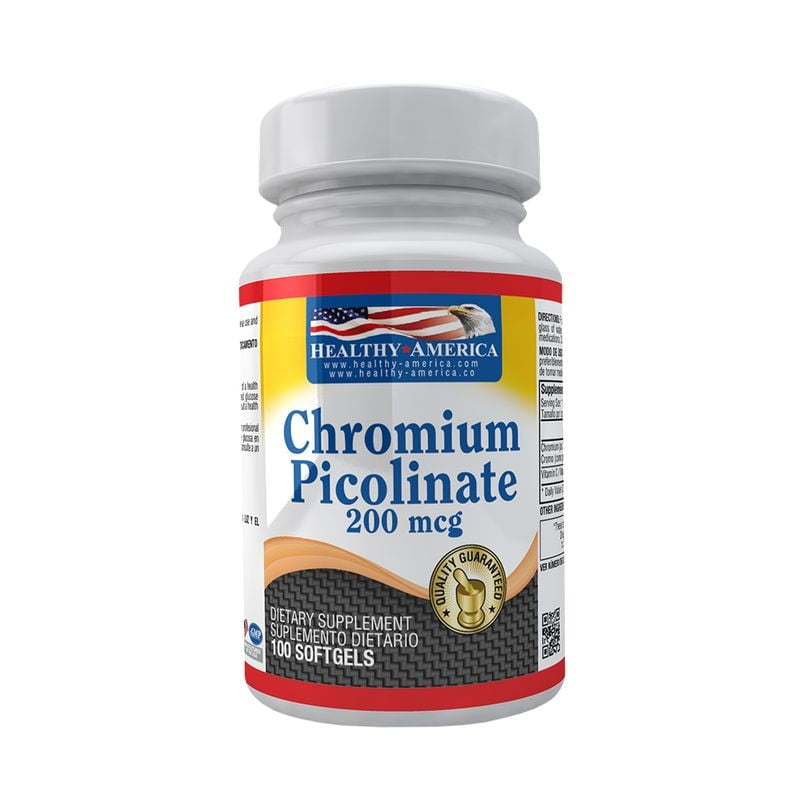 Picolinato de Cromo Healthy America 200 mcg 100 Softgels