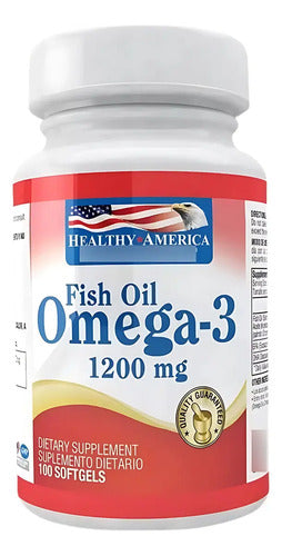 Omega 3 Fish Oil 1200 mg Healthy America 100 Softgels Natural