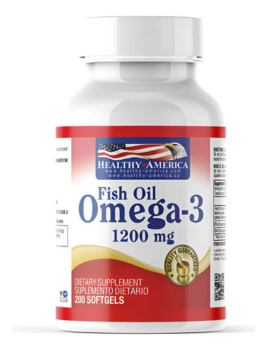 Omega 3 Fish Oil 1200 mg Healthy America 200 Softgels Sin Sabor