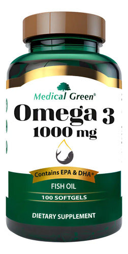 Omega 3 Cápsulas 1000mg Epa Dha Sin Sabor 100 Caps Medical Green