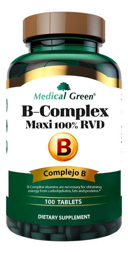 Complejo B Medical Green Vitaminas B Tabletas Sin Sabor Energía 100 U