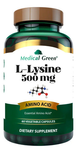 Lisina Lysine Medical Green 60 Capsulas Aminoacido Sabor Natural (sin Saborizantes)