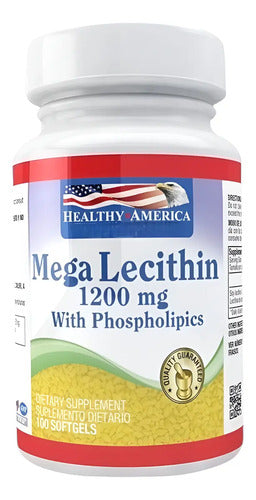 Mega Lecithin 1200mg 100 Softgels Healthy America Colesterol