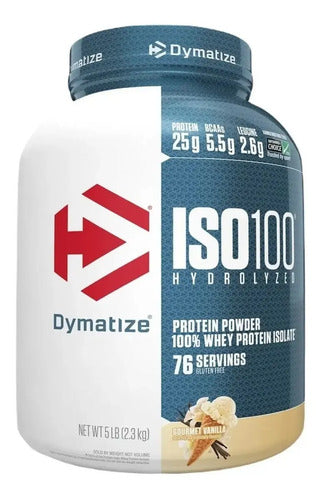 Proteína De Suero Iso 100 Dymatize, 5 Libras/2,26 Kg, Sabor 100% Gourmet A Vainilla Vainilla Gourmet
