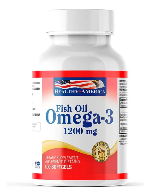 Omega-3 Fish Oil Healthy America 1200 mg 100 Cápsulas Blandas