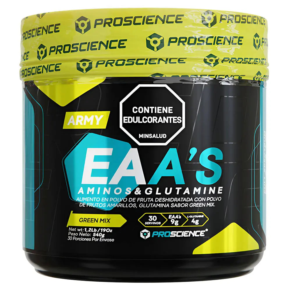 EAA's Army ProScience 9 g EAAs + 4 g Glutamina 540 g 30 Porciones Polvo