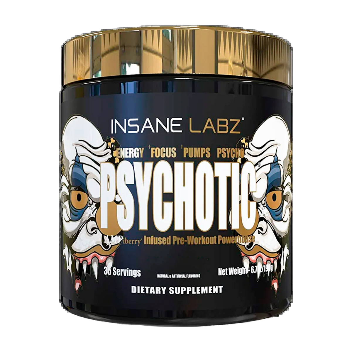 Insane Labz Psychotic Gold 190 g · Preentreno Alta Estimulación con Yohimbina