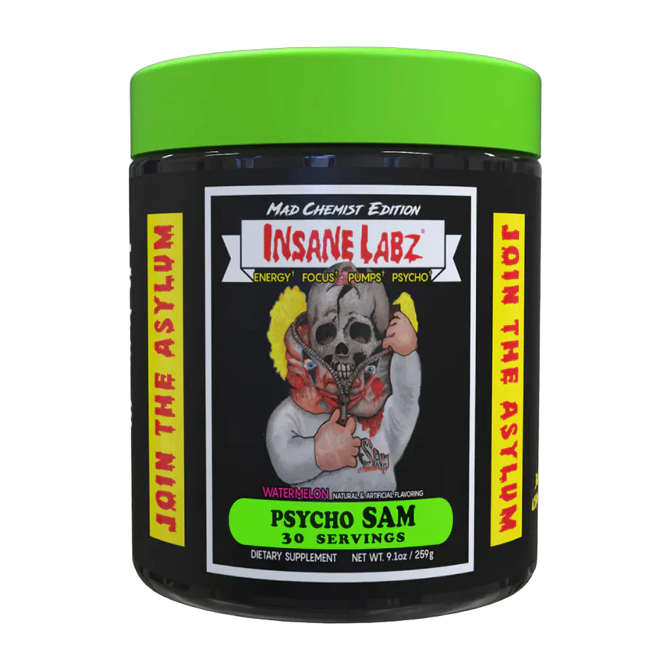Insane Labz Psycho Sam 259 g Sandía · Preentreno Alta Estimulación con Yohimbina