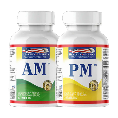 AM / PM Healthy America 60 Tabletas (2 Frascos de 30) · Mezclas Herbales de Día y de Noche