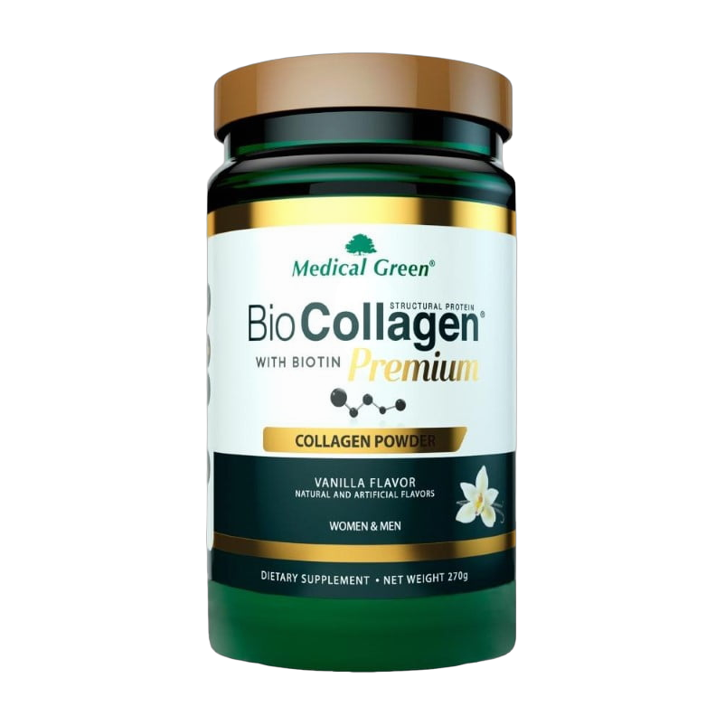 Medical Green Biocollagen Premium Vainilla 270 g · Colágeno con Biotina y Vitamina C