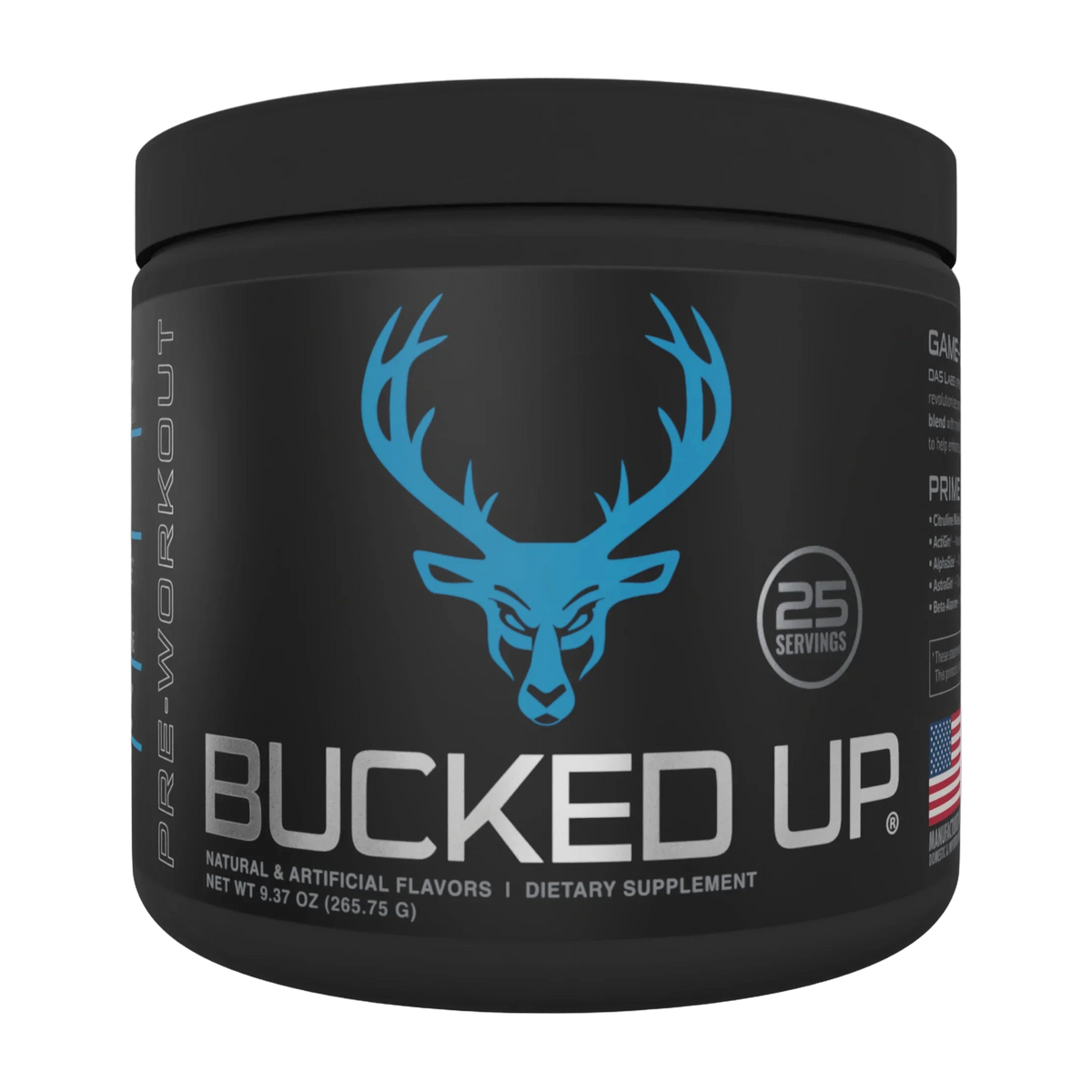 Bucked Up Pre-Workout Blue Raz 25 Porciones · 200 mg de Cafeína