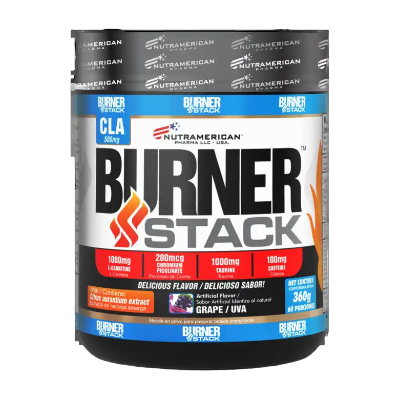 Nutramerican Burner Stack Uva 360 g · Termogénico con L-Carnitina, CLA y Cafeína