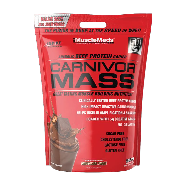 Carnivor Mass MuscleMeds 10 Lb Chocolate Fudge · Proteína de Res 50 g