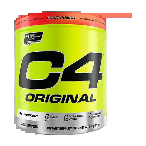 Cellucor C4 Original Pre-Workout 30 Servicios Fruit Punch · 200 mg de Cafeína