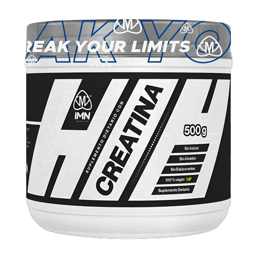 Creatina Monohidratada IMN Nutrition 500 g Sin Sabor · 100 % Vegana · 166 Porciones de 3 g