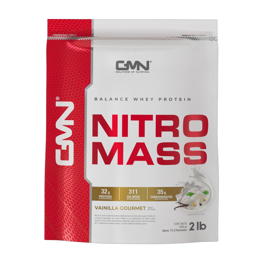 GMN Nitro Mass Alimento Hipercalórico en Polvo 2LB · Vainilla