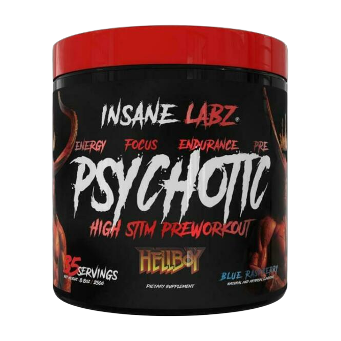 Insane Labz Psychotic Hellboy Pre-Entreno 250 g · 35 Porciones Blue Raspberry