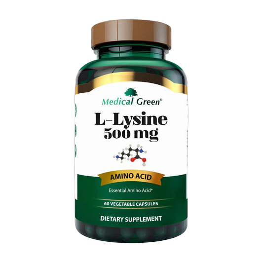 L-Lisina Medical Green 500 mg · Aminoácido Esencial · 60 Cápsulas