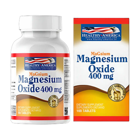 Magsium Óxido de Magnesio Healthy America 400 mg 100 Tabletas