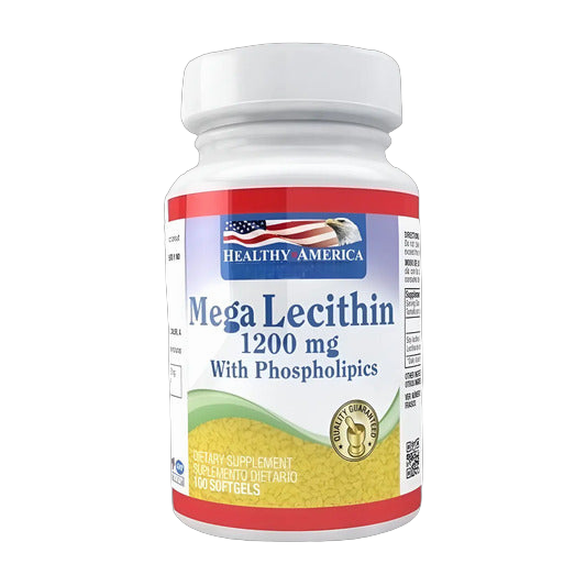 Mega Lecithin Healthy America 1200 mg 100 Softgels · Lecitina de Soya