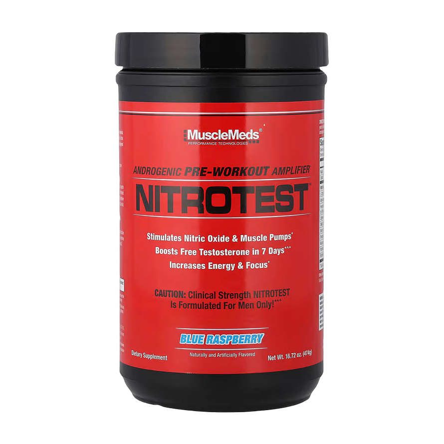 NitroTest MuscleMeds Pre-Entreno Androgénico con Óxido Nítrico · Blue Raspberry 474 g