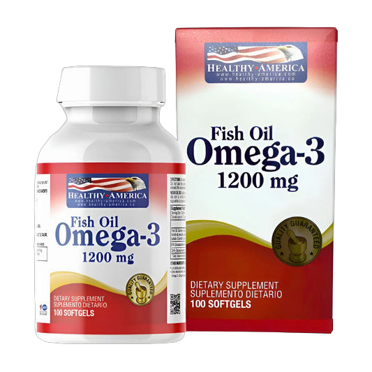 Fish Oil Omega 3 Healthy America 1200 mg · 100 Softgels con EPA y DHA