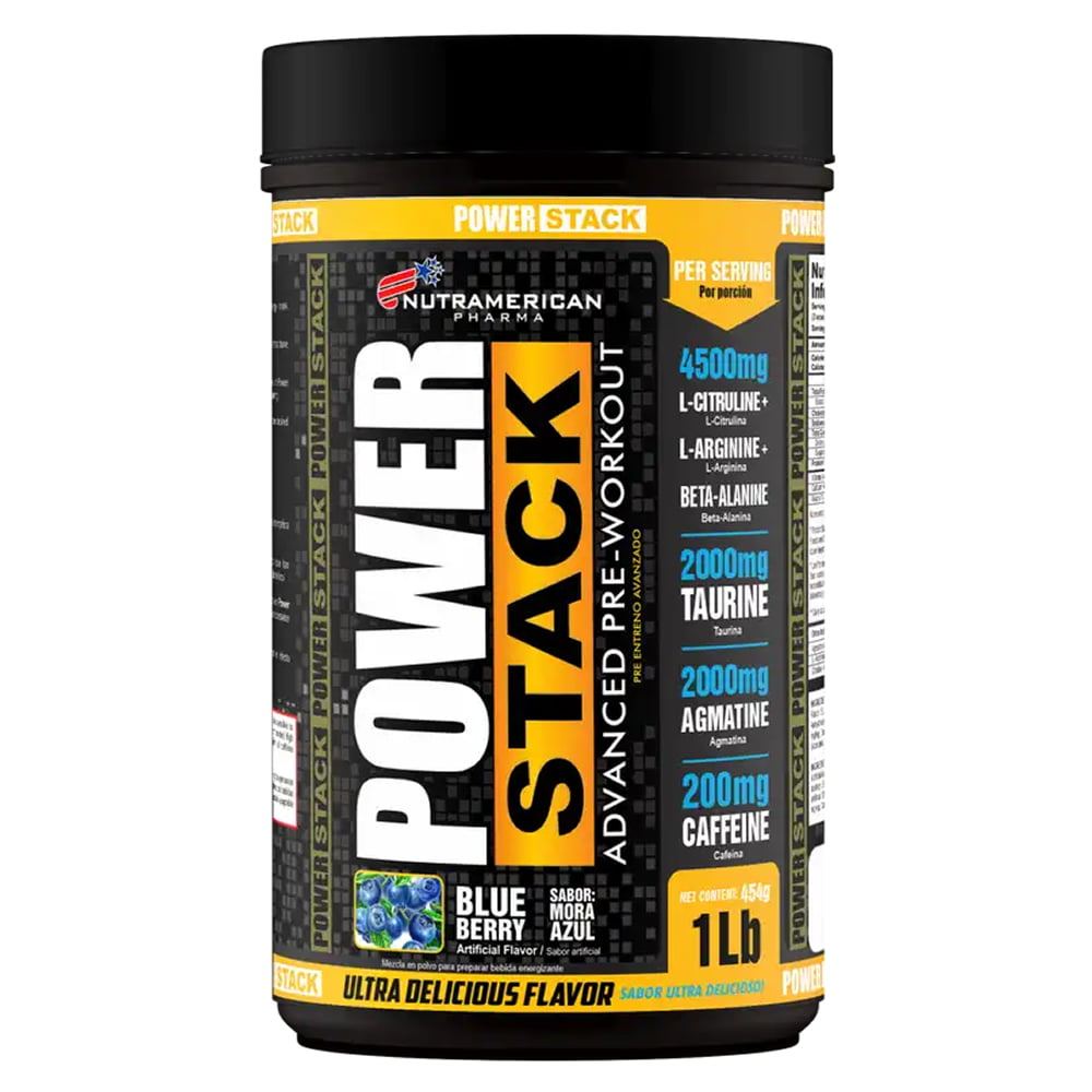 Power Stack Megaplex Preentreno en Polvo 454 g Mora Azul