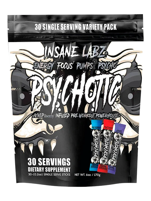 Insane Labz Psychotic Pre-Entreno 170 g · 30 Sticks Variety Pack