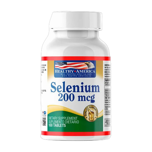 Selenium Healthy America 200 mcg 100 Tabletas · Selenio de Levadura Antioxidante