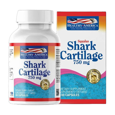 Shark Cartilage 750 Mg Healthy America 100 Cápsulas
