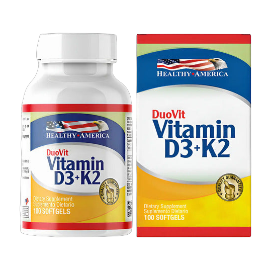 DuoVit Vitamina D3 + K2 Healthy America 100 Softgels