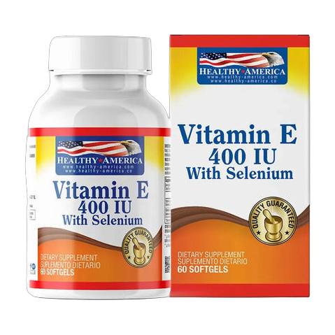 Vitamina E 400 IU con Selenio Healthy America · 60 Softgels