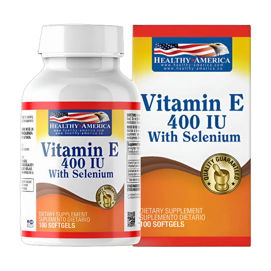 Vitamina E 400 UI con Selenio Healthy America 100 Cápsulas Blandas