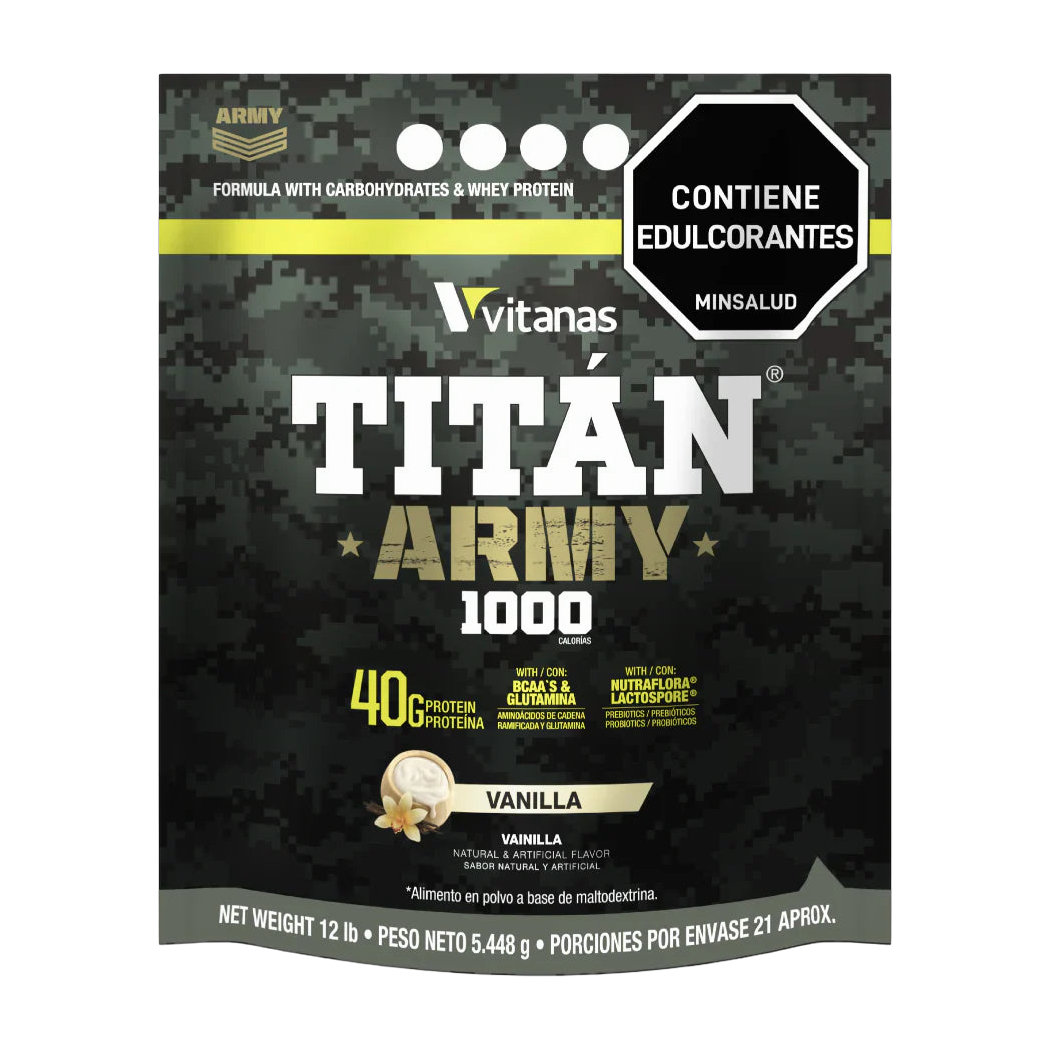 Vitanas Titán Army 1000 12 Lb Vainilla · Alto Aporte Calórico